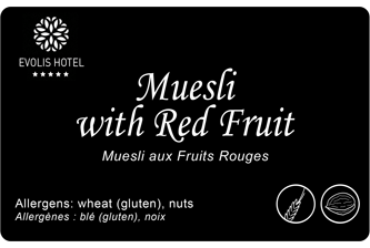Edikio Guest - Hospitality & Leisure - Muesli - Buffet tag sample card