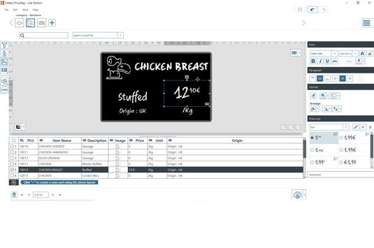 Edikio Price Tag software Hybrid view LITE