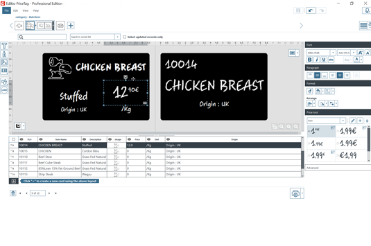 Edikio Price Tag software Hybrid view PRO