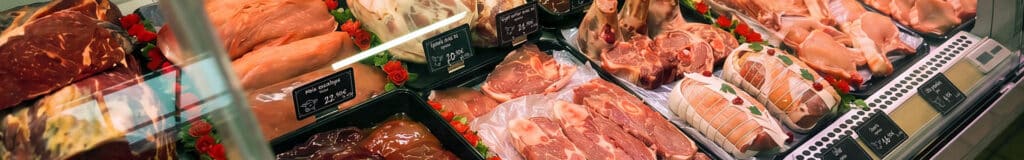 Carrefour Puylaurens butcher shop display